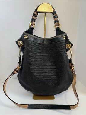 oryANY Black Woven Raffia
Crossbody Hobo Bag